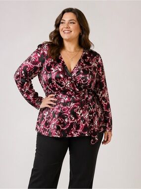 NWT Lane Bryant Satin Mock Wrap Top